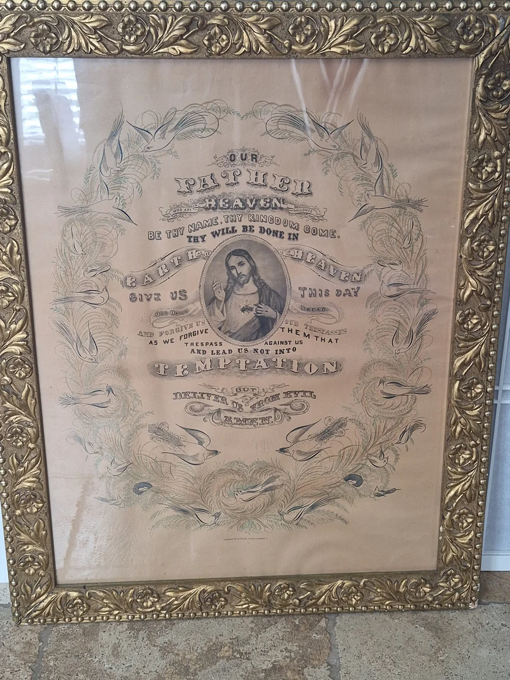 Antique 1897 Lord's Prayer With Hand Caligraphy